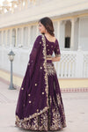 Wine Georgette Lehenga with Heavy Sequins and Thread Embroidery