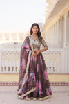 Brown Digital Printed Silk Lehenga with Sequins Embroidered Blouse and Designer Dupatta