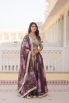 Brown Digital Printed Silk Lehenga with Sequins Embroidered Blouse and Designer Dupatta