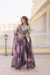 Smoke Grey Digital Printed Silk Lehenga with Sequins Embroidered Blouse and Designer Dupatta