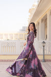 Wine Digital Printed Silk Lehenga with Sequins Embroidered Blouse and Designer Dupatta