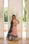 Designer Peach Dyeable Pure Viscose Jacquard Lehenga Choli with Black Dupatta