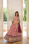 Designer Pink Dyeable Pure Viscose Jacquard Lehenga Choli with Maroon Dupatta