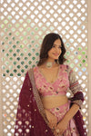 Designer Pink Dyeable Pure Viscose Jacquard Lehenga Choli with Maroon Dupatta