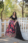 Faux Georgette Lehenga In Multi Flower PrintSequins & Embroidery With Blouse & Dupatta