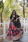 Faux Georgette Lehenga In Multi Flower PrintSequins & Embroidery With Blouse & Dupatta