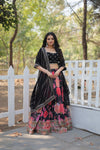 Faux Georgette Lehenga In Multi Flower Print Sequins 