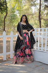 Faux Georgette Lehenga In Multi Flower PrintSequins & Embroidery With Blouse & Dupatta