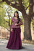 Wine Shimmer Vichitra Stitched Plan Lehenga with Jacquard Flower Design and Embroidered