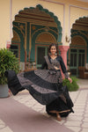 Navratri Special Black Rayon Stitched Lehenga withPrinted Blouse and Dupatta