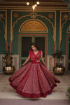 Navratri Special Maroon Rayon Printed Navratri Special Lehenga Choli 