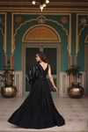 Black Rayon Designer Gown with embroidery and Lace for Navratri