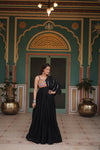 Black Rayon Designer Gown with embroidery and Lace for Navratri