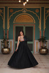 Black Rayon Designer Gown with embroidery and Lace for Navratri