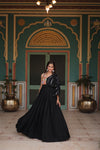 Black Rayon Designer Gown with embroidery and Lace for Navratri