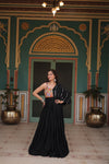 Black Rayon Designer Gown with embroidery and Lace for Navratri