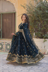 Readymade Faux Blooming Georgette Gown with Zari & Sequins Embroidery and With Dupatta