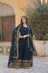 Readymade Faux Blooming Georgette Gown with Zari & Sequins Embroidery and With Dupatta