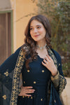 Readymade Faux Blooming Georgette Gown with Zari & Sequins Embroidery and With Dupatta