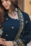 Readymade Faux Blooming Georgette Gown with Zari & Sequins Embroidery and With Dupatta