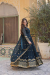 Readymade Faux Blooming Georgette Gown with Zari & Sequins Embroidery and With Dupatta