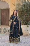 Readymade Faux Blooming Georgette Gown with Zari & Sequins Embroidery and With Dupatta