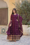 Readymade Faux Blooming Georgette Gown with Zari & Sequins Embroidery and With Dupatta