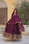 Readymade Faux Blooming Georgette Gown with Zari & Sequins Embroidery and With Dupatta