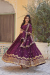 Readymade Faux Blooming Georgette Gown with Zari & Sequins Embroidery and With Dupatta