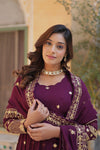 Readymade Faux Blooming Georgette Gown with Zari & Sequins Embroidery and With Dupatta