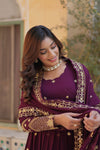 Readymade Faux Blooming Georgette Gown with Zari & Sequins Embroidery and With Dupatta