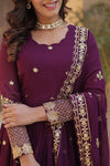 Readymade Faux Blooming Georgette Gown with Zari & Sequins Embroidery and With Dupatta